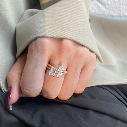 [Lora-Jewelry] Bague de fête ornée scintillante de 2,0 carats avec taille radiant