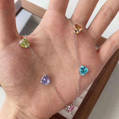 [Lora-Jewelry] Collier scintillant en forme de cœur coloré