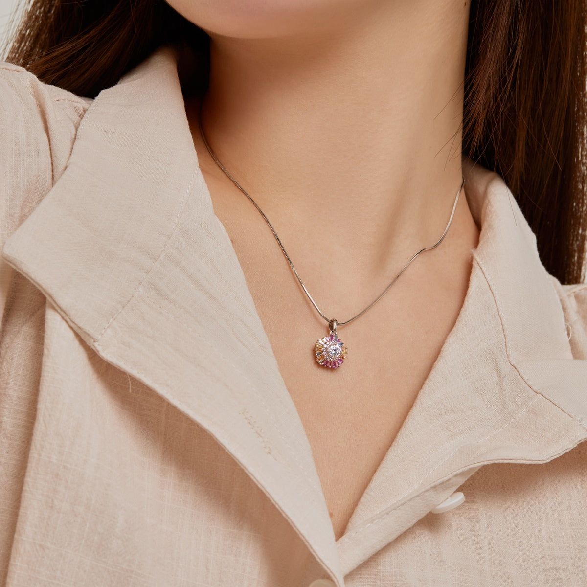[Lora-Jewelry] Charmant collier de fleurs colorées