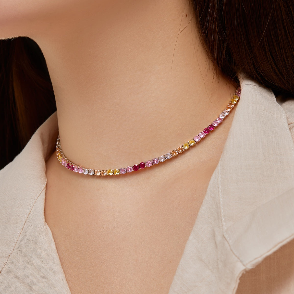 [Lora-Jewelry] Collier tennis délicat et coloré