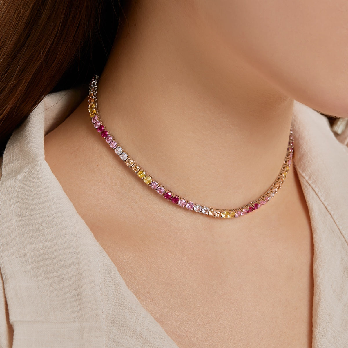 [Lora-Jewelry] Collier tennis délicat et coloré