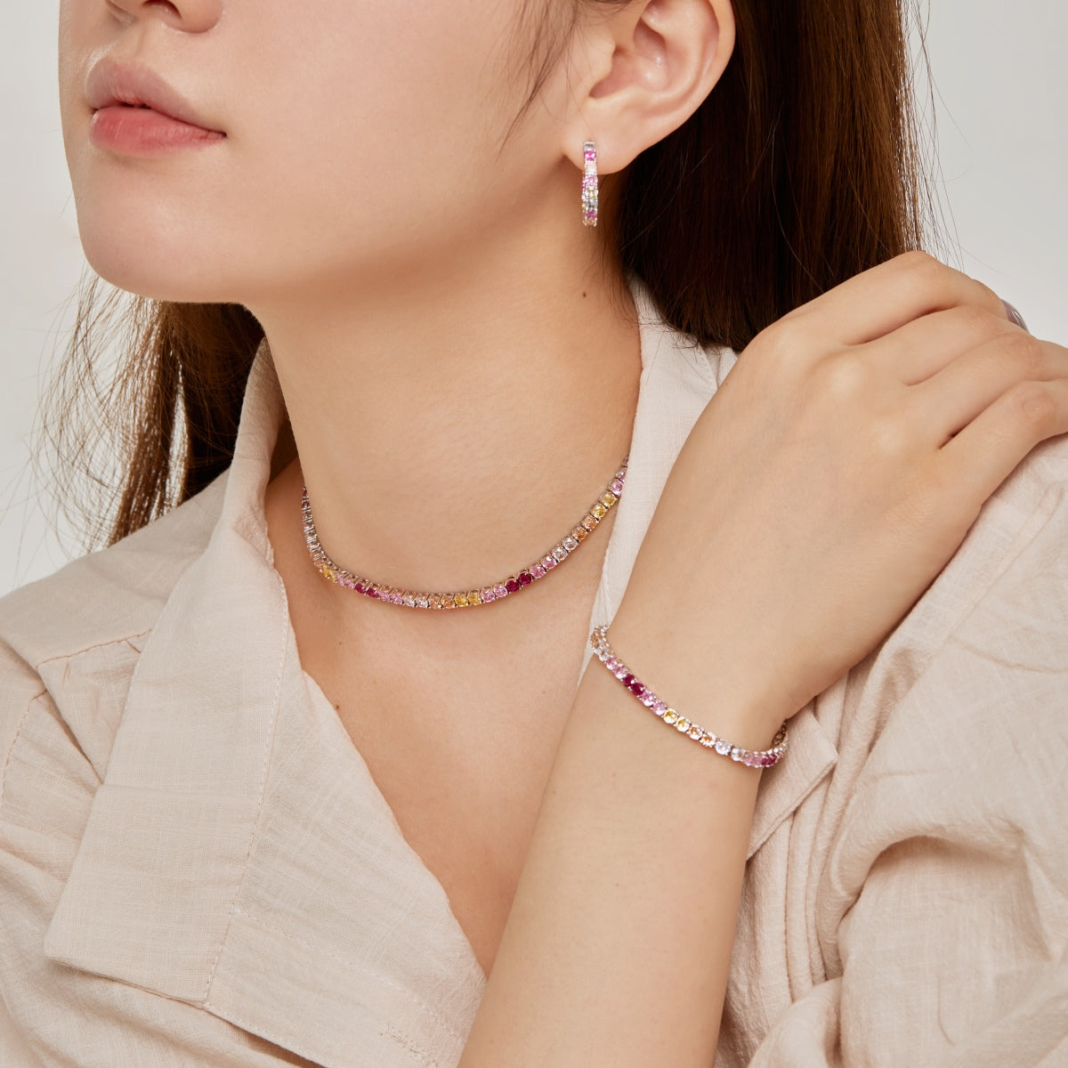 [Lora-Jewelry] Collier tennis délicat et coloré