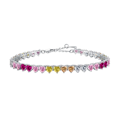 [Lora-Jewelry]Luxurious Colorful Romantic Heart Shape Lover Bracelet