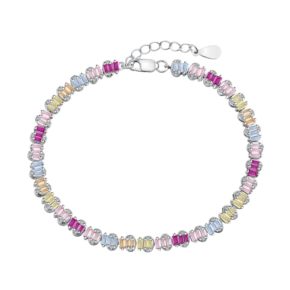 [Lora-Jewelry]繊細でカラフルなエメラルドカットのパーティーブレスレット