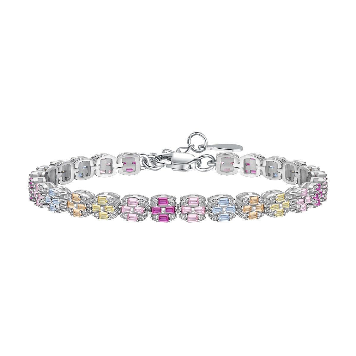 [Lora-Jewelry]Delicate Colorful Emerald Cut Daily Bracelet