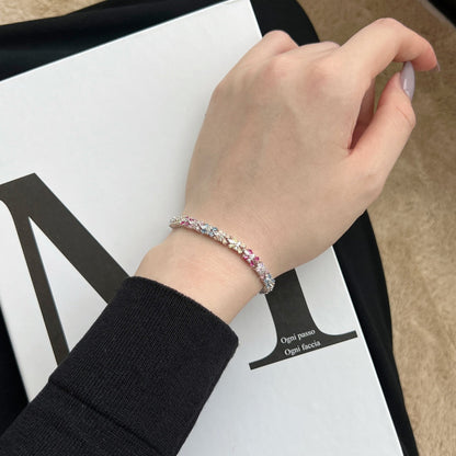[Lora-Jewelry]輝くカラフルなエメラルドカットのパーティーブレスレット