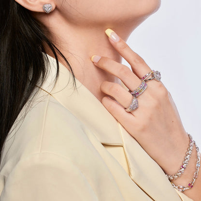 [Lora-Jewelry] Bague de mariage délicate et éclatante en forme de cœur