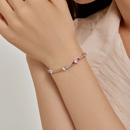[Lora-Jewelry]ロマンティックハートシェイプラウンドカットラバーブレスレット