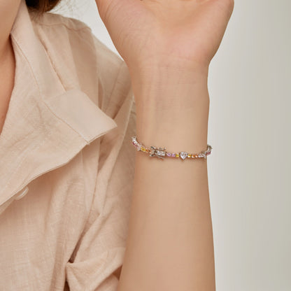 [Lora-Jewelry]ロマンティックハートシェイプラウンドカットラバーブレスレット