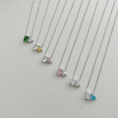 [Lora-Jewelry] Collier éblouissant en forme de carré et de cœur