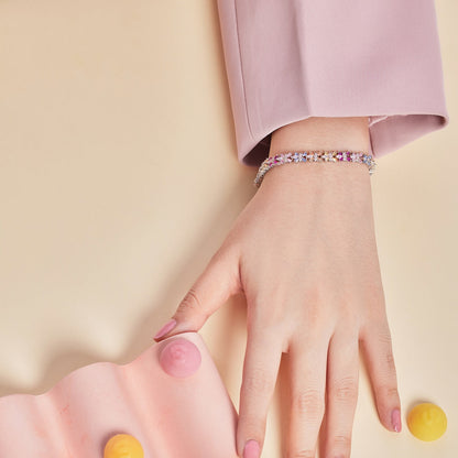 [Lora-Jewelry]輝くカラフルなエメラルドカットのパーティーブレスレット