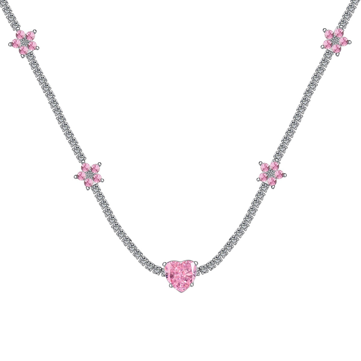 [Lora-Jewelry] Collier éblouissant en forme de cœur rose