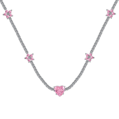 [Lora-Jewelry] Collier éblouissant en forme de cœur rose