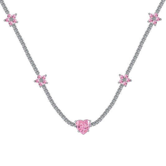 [Lora-Jewelry] Collier éblouissant en forme de cœur rose