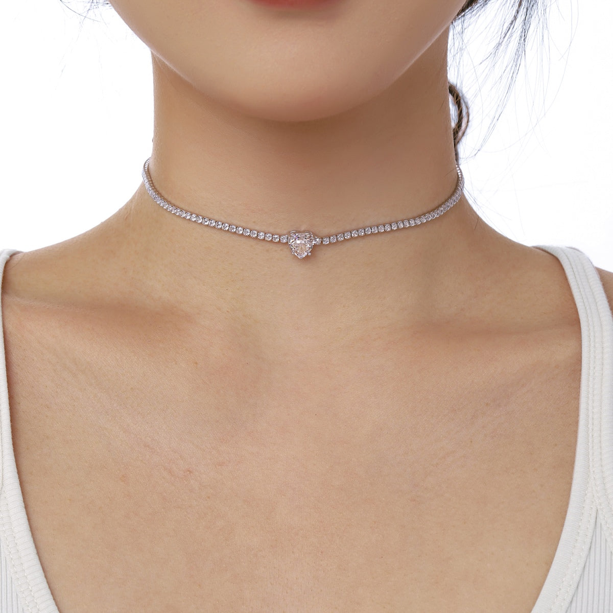 [Lora-Jewelry] Collier en forme de cœur scintillant de 2,0 carats