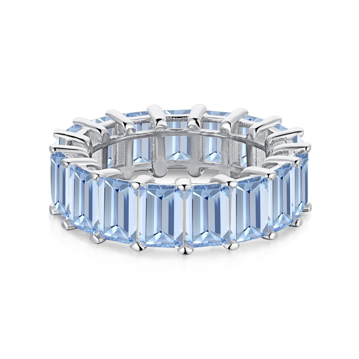[Lora-Jewelry] Bague tennis élégante taille émeraude de 0,75 carat