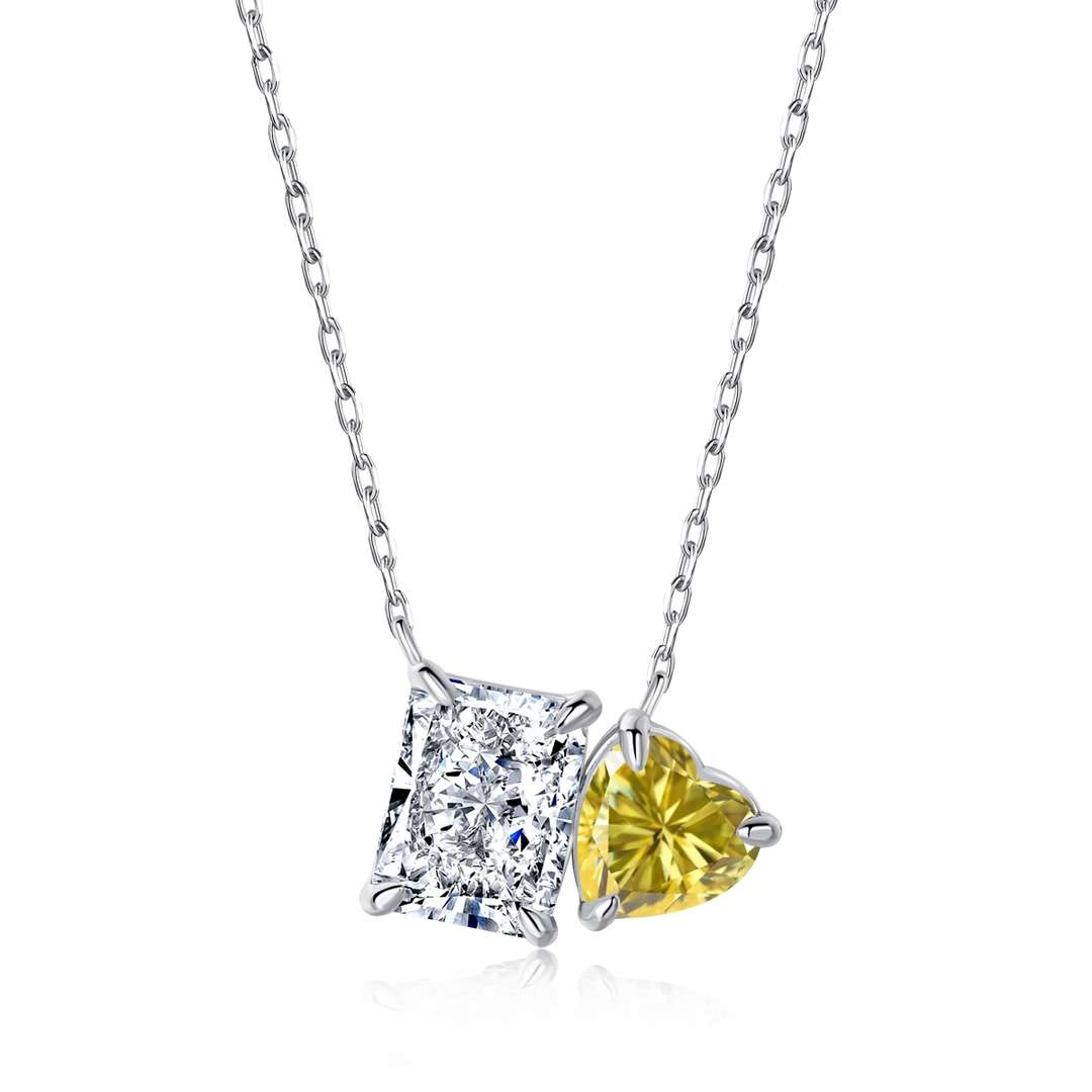 [Lora-Jewelry] Collier éblouissant en forme de carré et de cœur