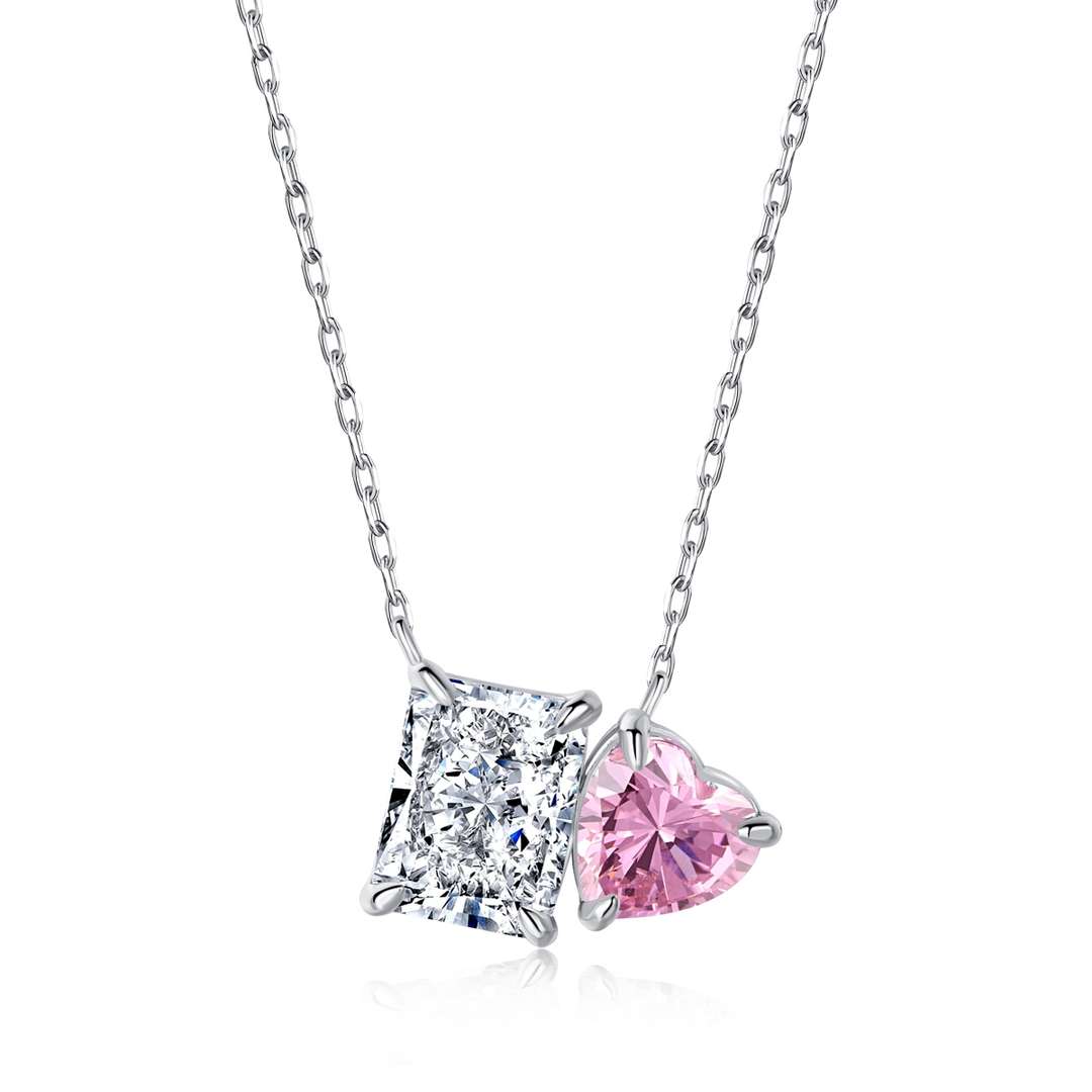 [Lora-Jewelry] Collier éblouissant en forme de carré et de cœur