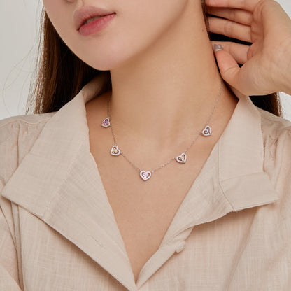 [Lora-Jewelry] Collier scintillant à cinq cœurs