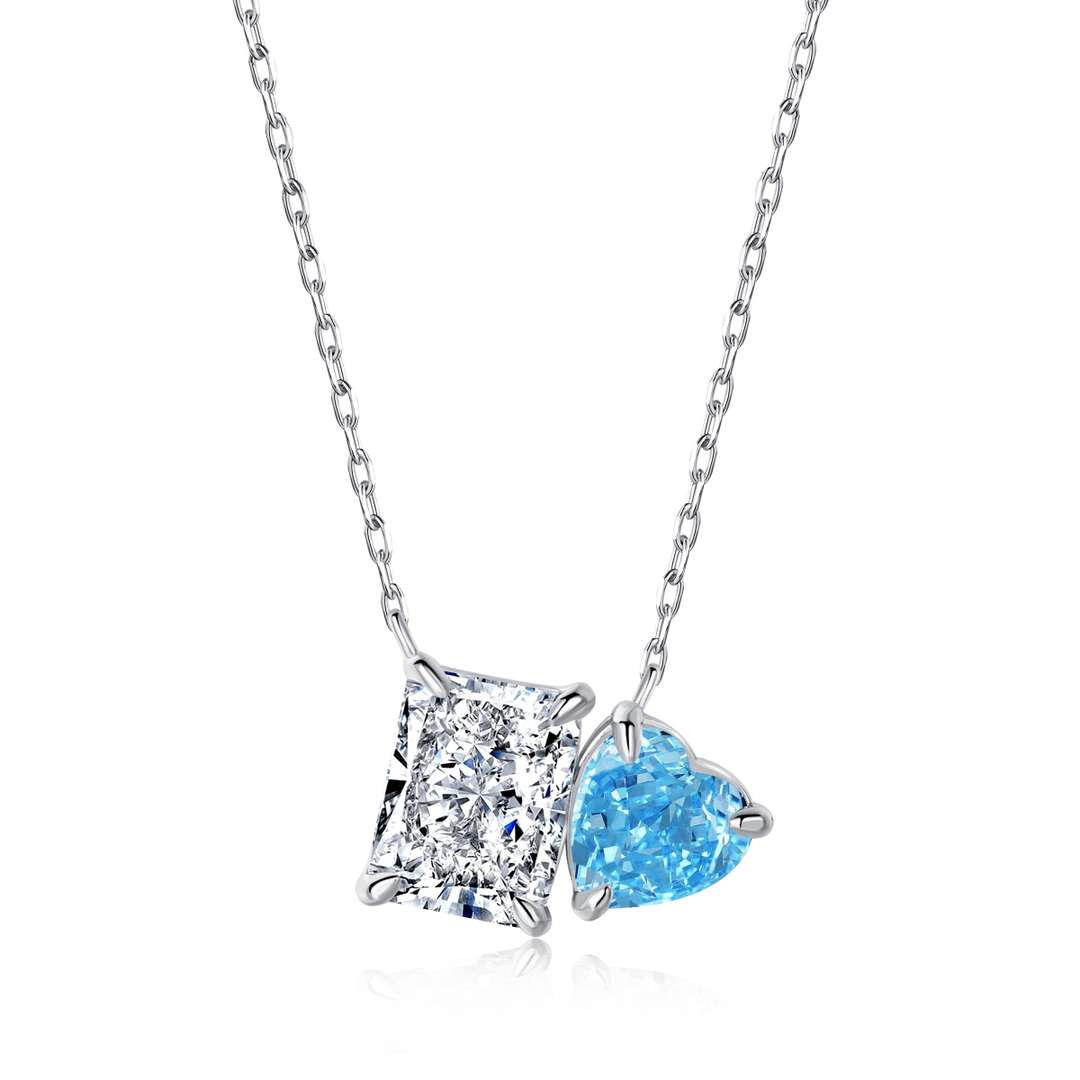 [Lora-Jewelry] Collier éblouissant en forme de carré et de cœur