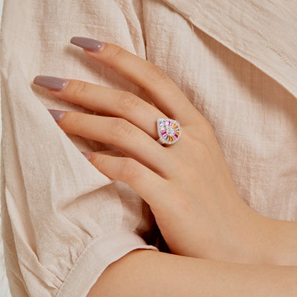 [Lora-Jewelry] Bague de banquet élégante et colorée en forme de goutte d'eau