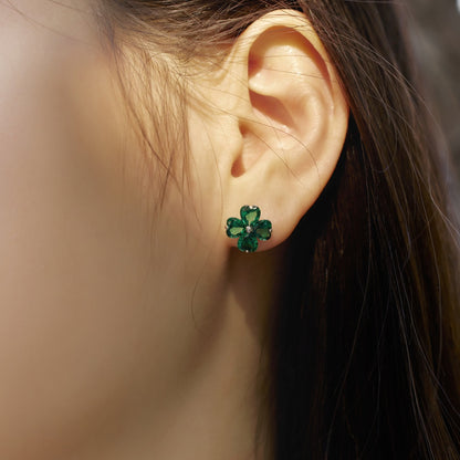 [Lora-Jewelry]Boucles d'oreilles boule trèfle à quatre feuilles