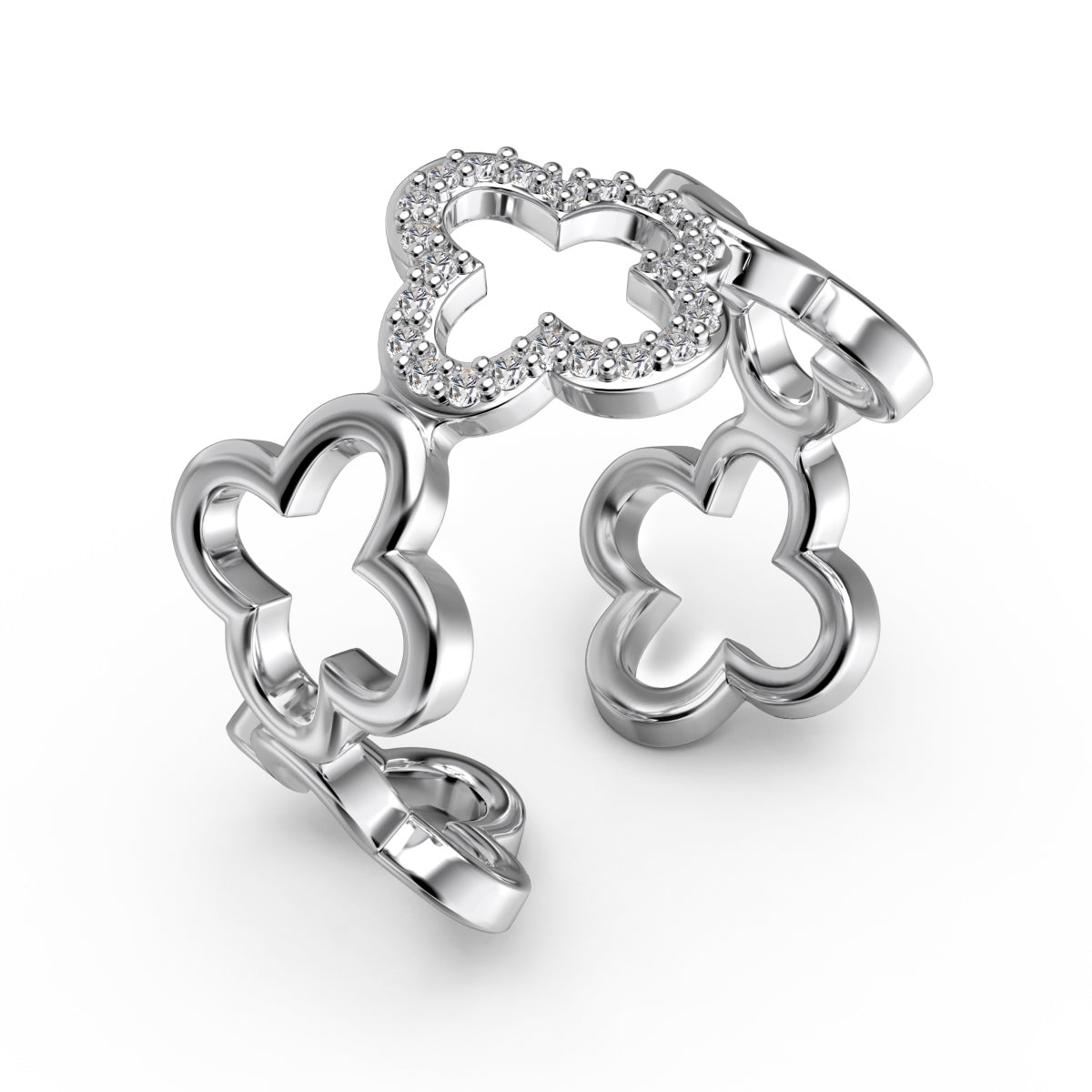 [Lora-Jewelry] Bague creuse en forme de trèfle à quatre feuilles