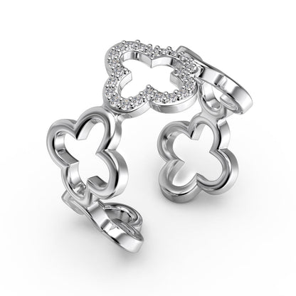 [Lora-Jewelry] Bague creuse en forme de trèfle à quatre feuilles