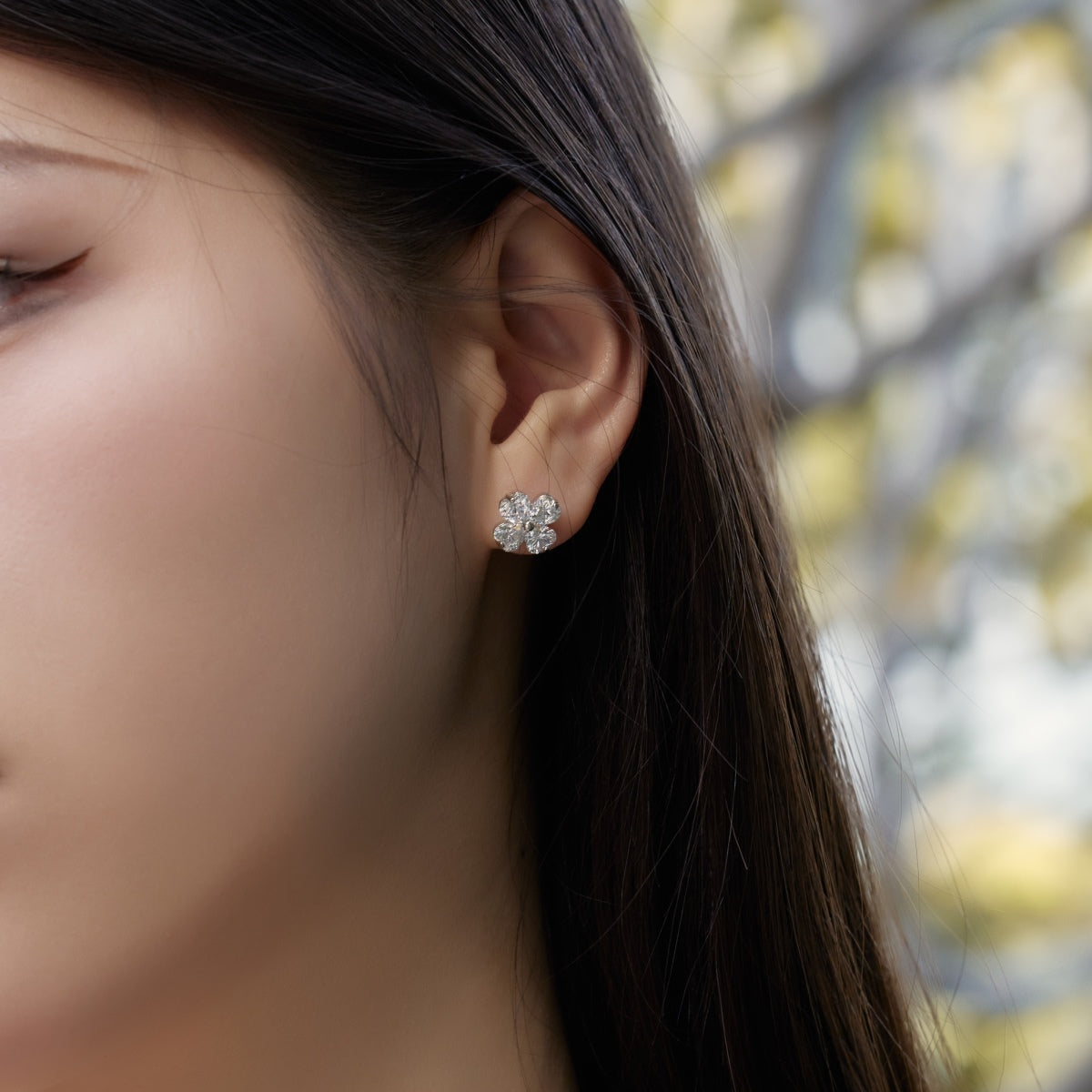 [Lora-Jewelry]Boucles d'oreilles boule trèfle à quatre feuilles