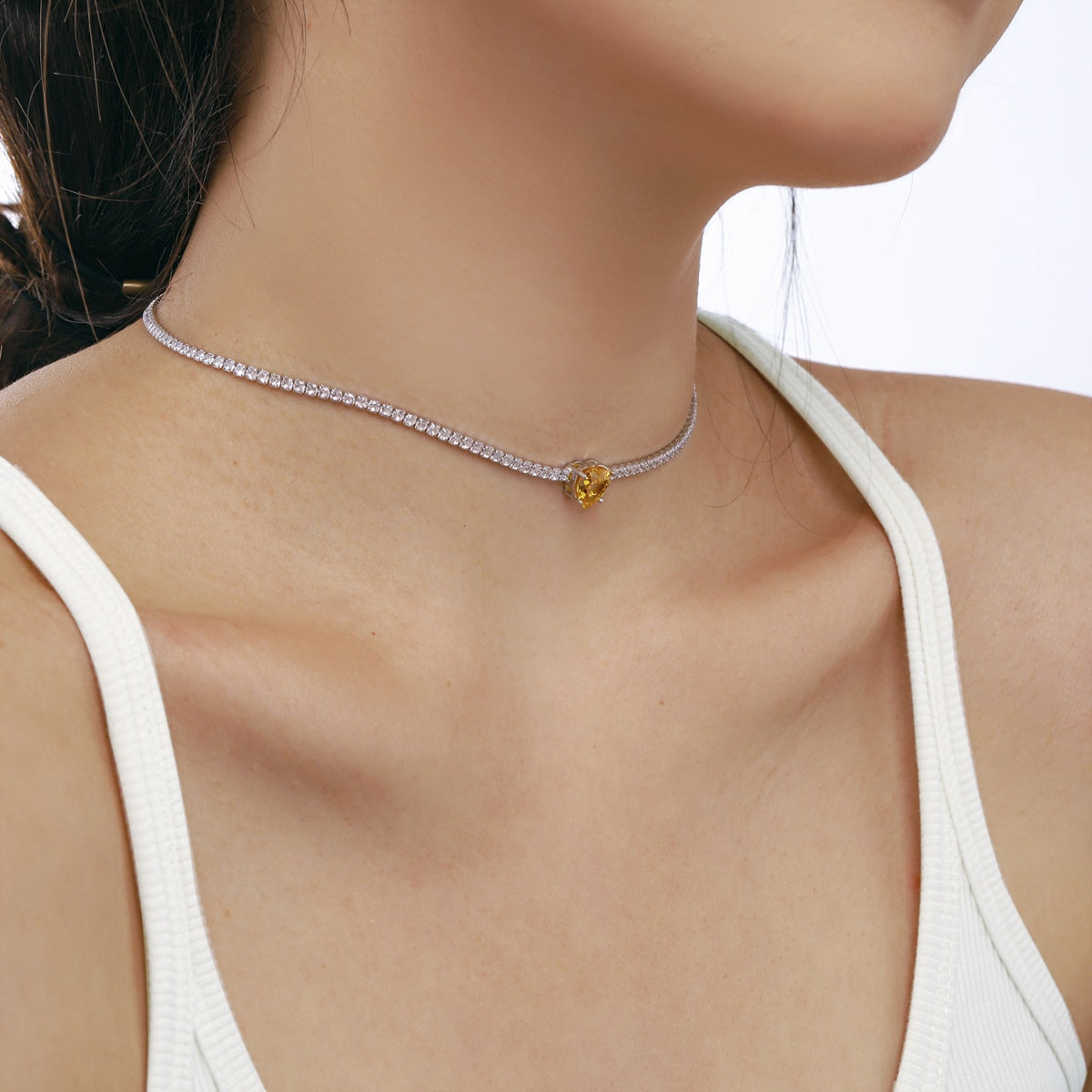 [Lora-Jewelry] Collier en forme de cœur scintillant de 2,0 carats