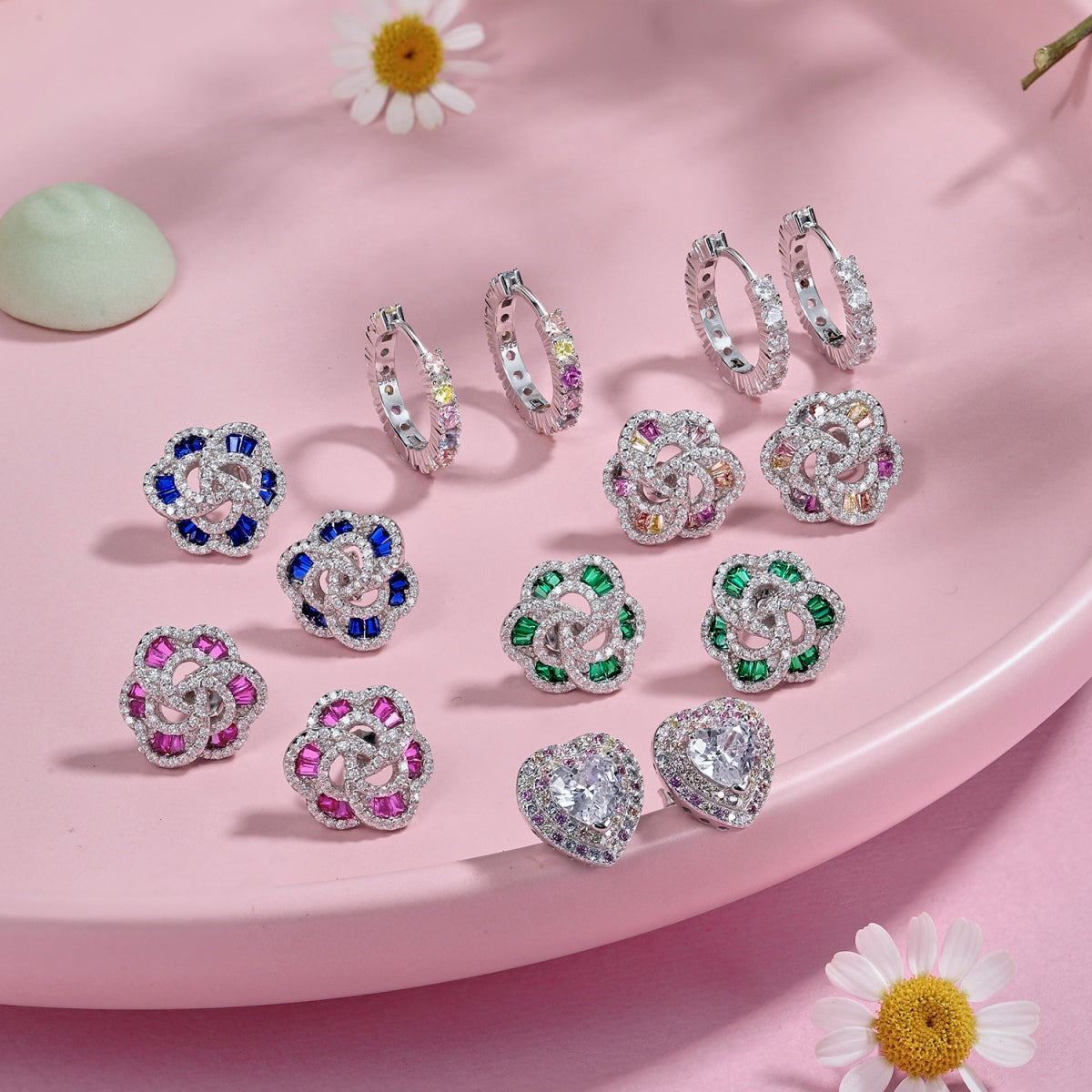 [Lora-Jewelry]Boucles d'oreilles rondes colorées et rayonnantes