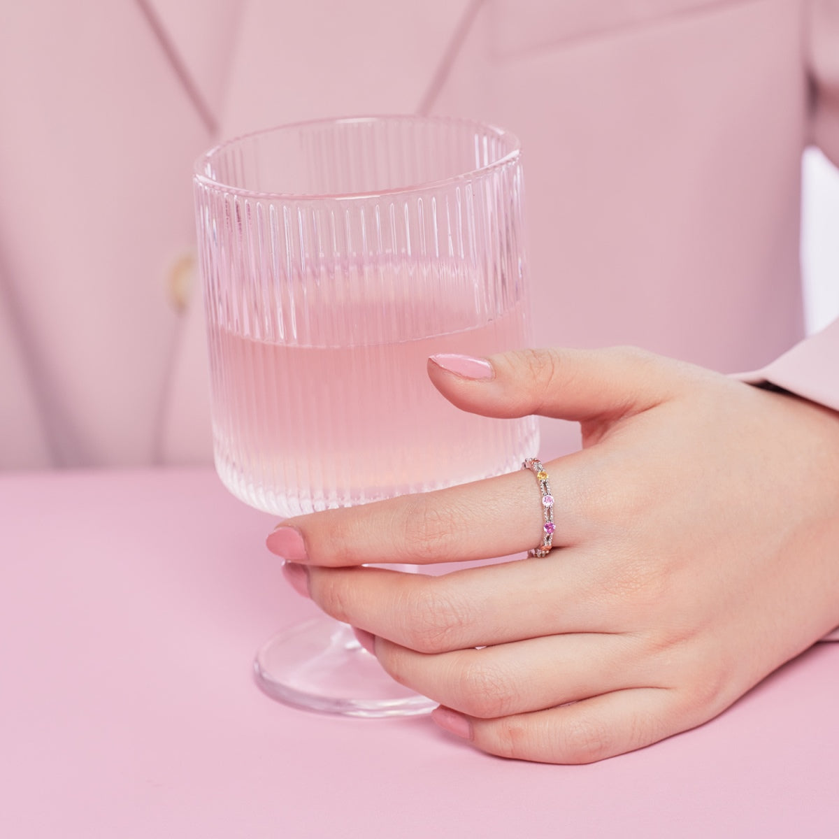 [Lora-Jewelry] Bague tennis ronde colorée et scintillante