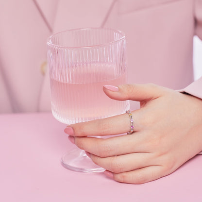 [Lora-Jewelry] Bague tennis ronde colorée et scintillante