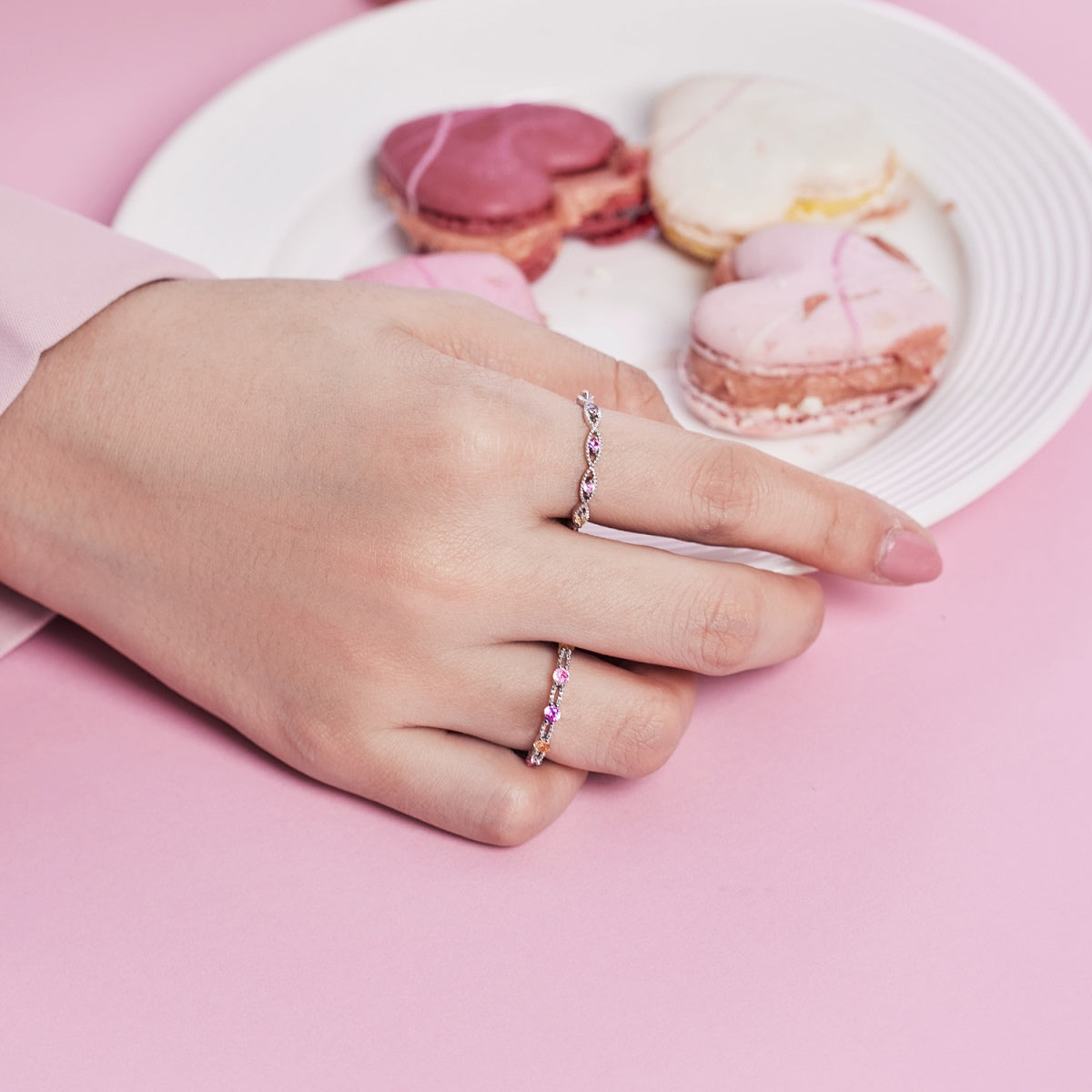 [Lora-Jewelry] Bague tennis ronde colorée et scintillante