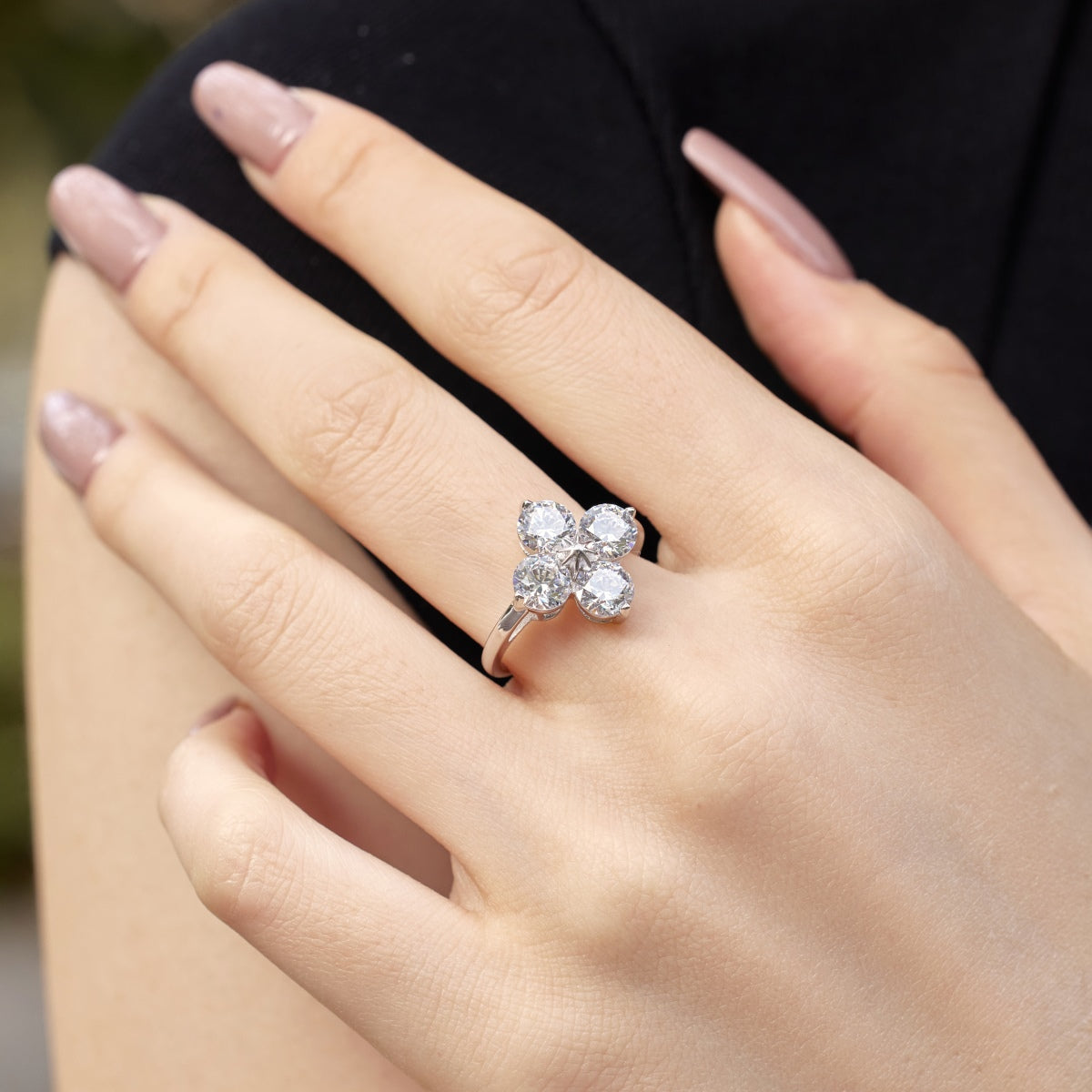 [Lora-Jewelry] Bague trèfle à quatre feuilles et étoile à huit branches