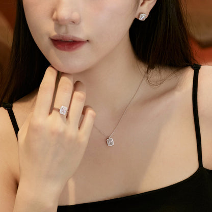 [Lora-Jewelry]1.0カラットの贅沢で繊細なエメラルドカットのデイリーイヤリング