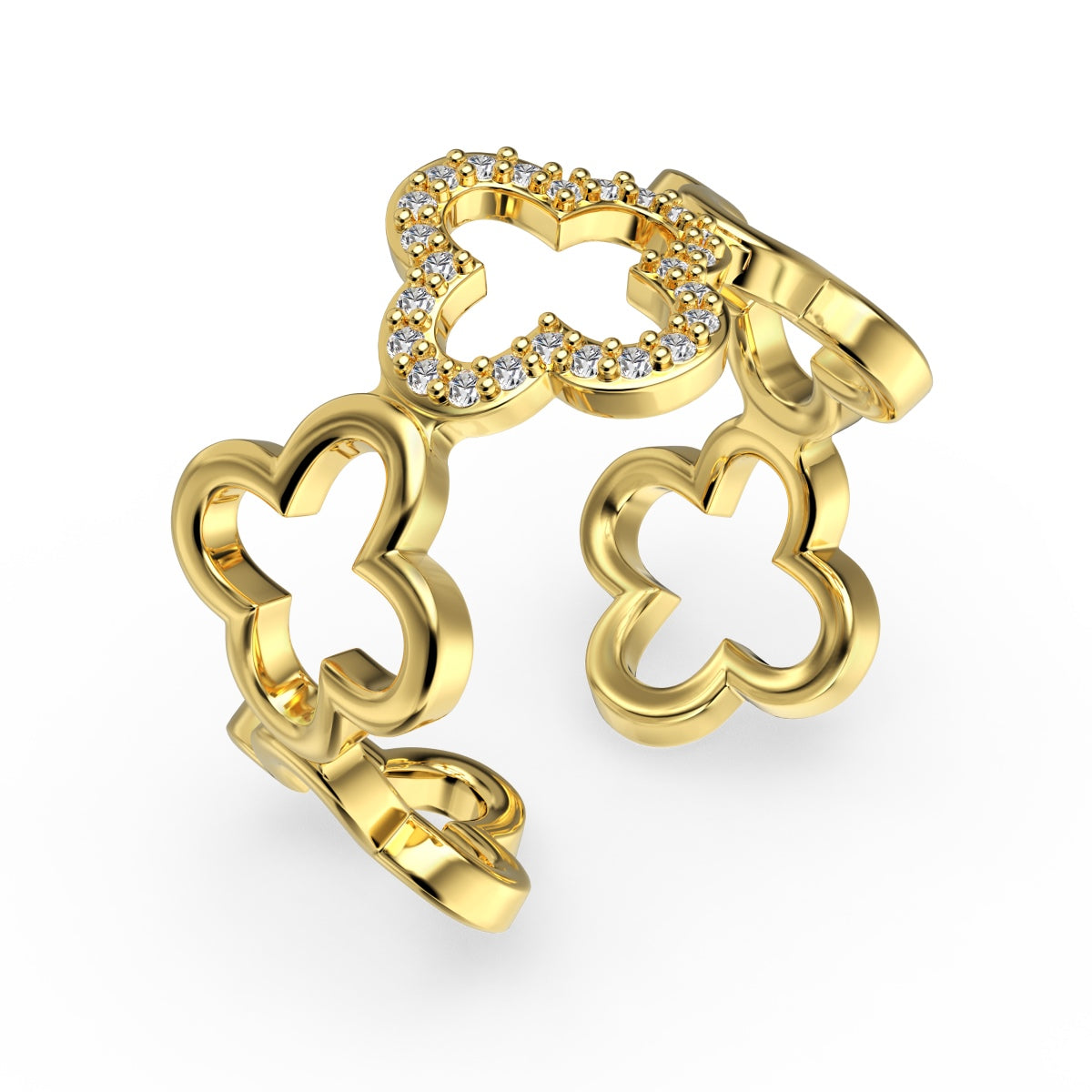 [Lora-Jewelry] Bague creuse en forme de trèfle à quatre feuilles