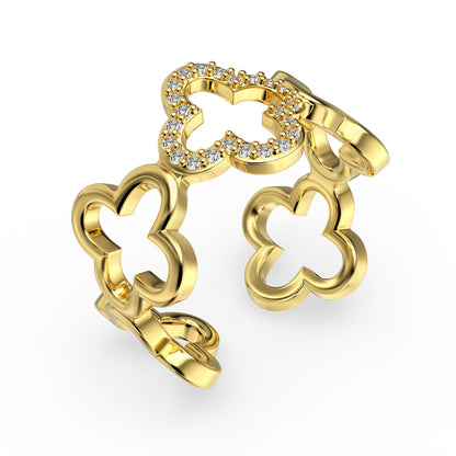 [Lora-Jewelry] Bague creuse en forme de trèfle à quatre feuilles