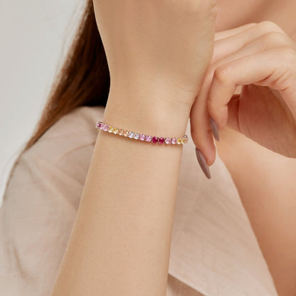 [Lora-Jewelry] Bracelet tennis rond coloré et éclatant