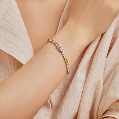 [Lora-Jewelry] Bracelet tennis rond coloré et éclatant