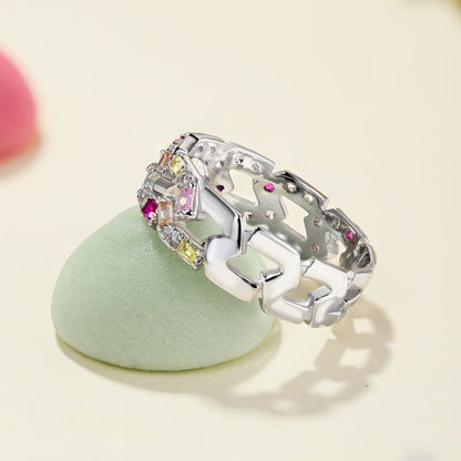 [Lora-Jewelry] Bague quotidienne scintillante et vibrante taille émeraude