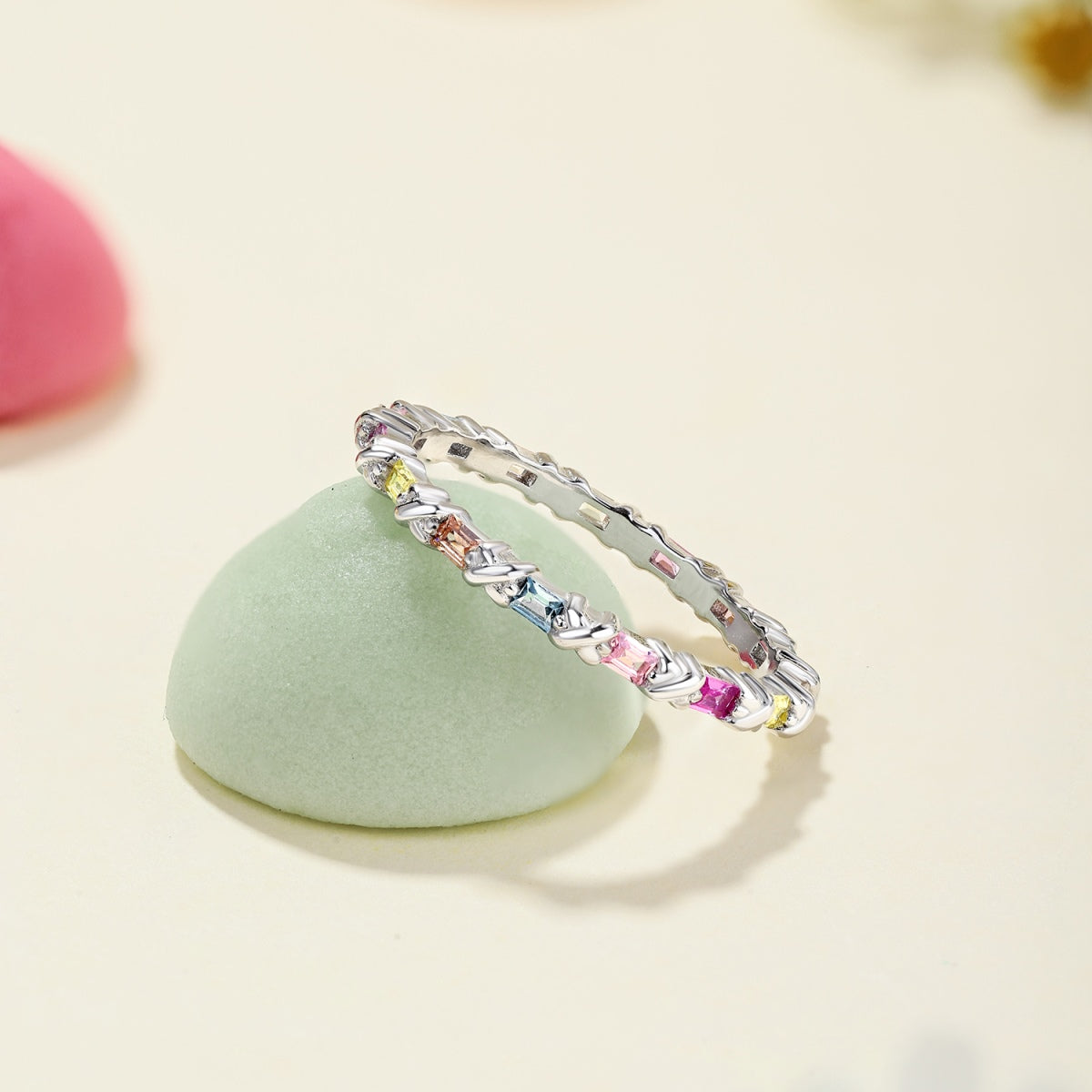 [Lora-Jewelry] Charmante bague ronde colorée pour tous les jours