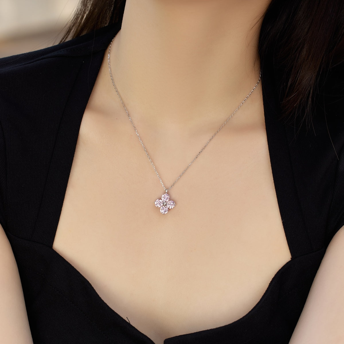 [Lora-Jewelry]四つ葉のクローバーと八芒星のネックレス