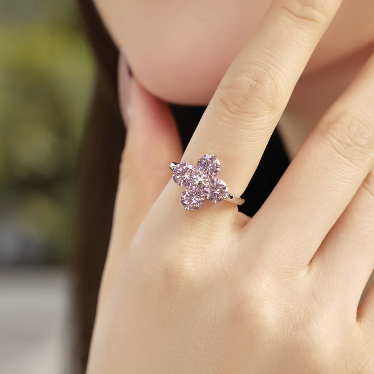 [Lora-Jewelry] Bague trèfle à quatre feuilles et étoile à huit branches