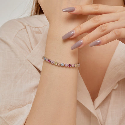 [Lora-Jewelry]Delicate Colorful Emerald Cut Daily Bracelet