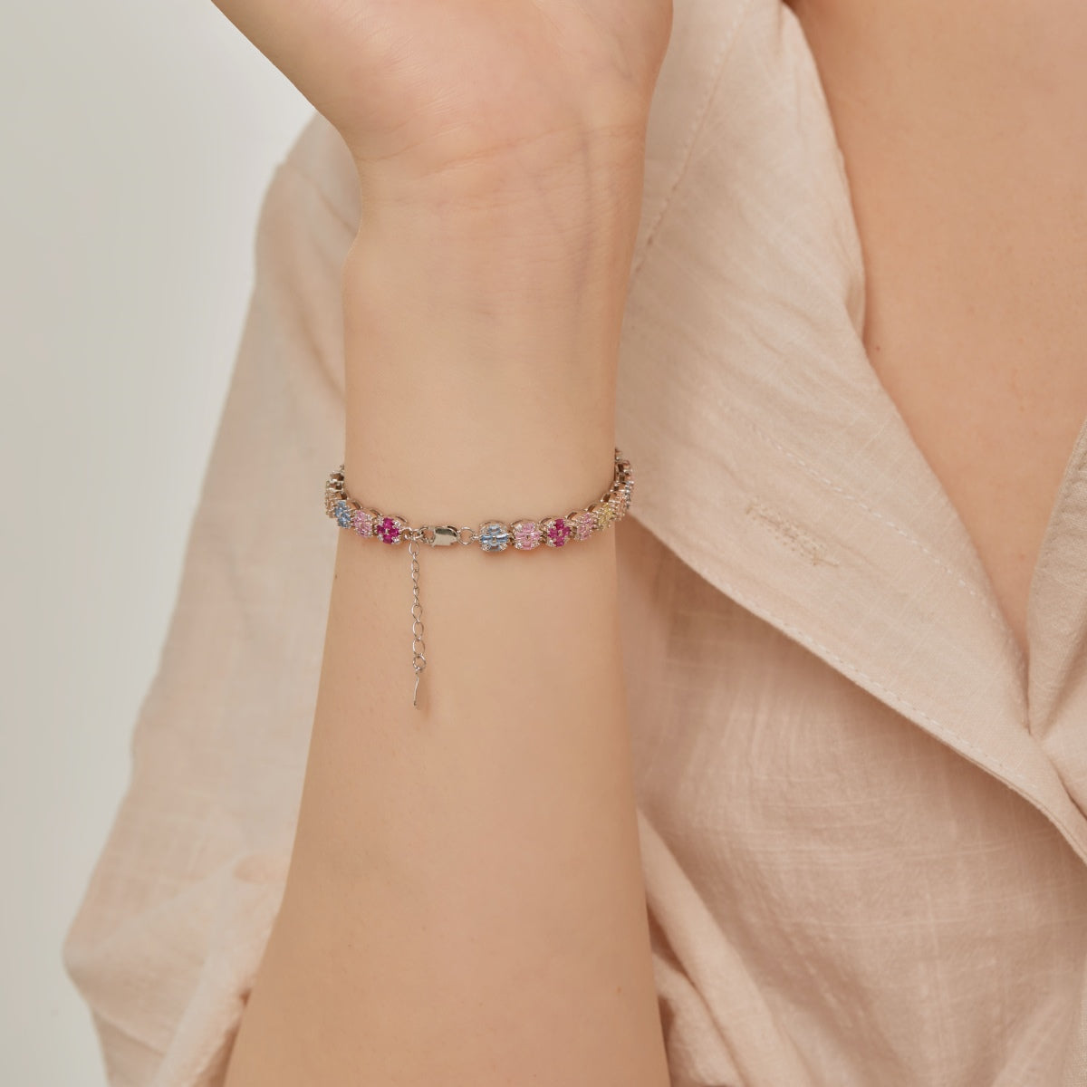 [Lora-Jewelry]Delicate Colorful Emerald Cut Daily Bracelet