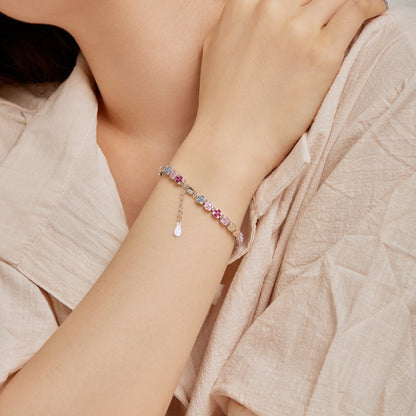 [Lora-Jewelry]Delicate Colorful Emerald Cut Daily Bracelet