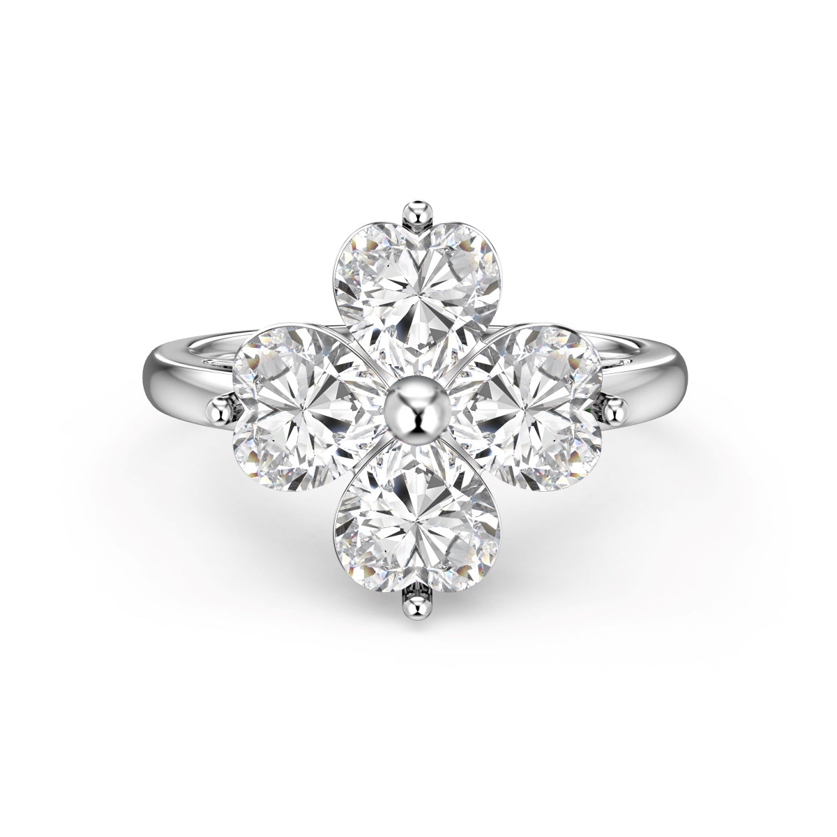 [Lora-Jewelry] Bague boule trèfle à quatre feuilles en forme de cœur
