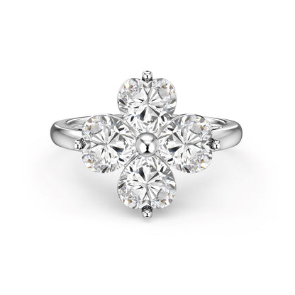 [Lora-Jewelry] Bague boule trèfle à quatre feuilles en forme de cœur