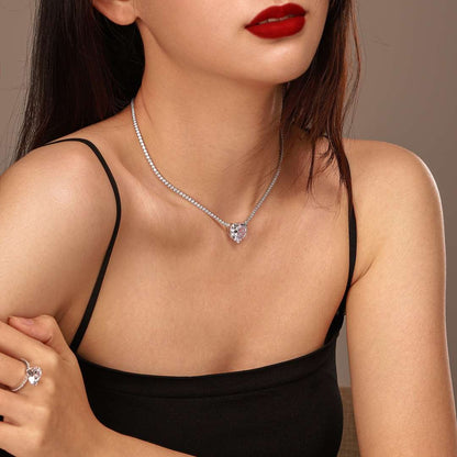 [Lora-Jewelry] Collier tennis polyvalent et coloré en forme de cœur de 8,0 carats